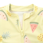 Gerber Baby Girls Toddler Long Sleeve One Piece Rashguard Swimsuit, Yellow Fruit, 12 Months