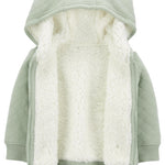 Simple Joys by Carter's Baby Hooded Sweater Jacket with Sherpa Lining, Green, 0-3 Months
