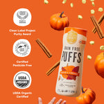 Serenity Kids 6+ Months Grain Free Puffs Toddler & Baby Snack | No Added Sugar, Gluten & Rice Free, Allergen Free | Made with Organic Cassava, Veggies, and Herbs | Pumpkin & Cinnamon | 1 Count