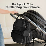 KeaBabies Diaper Bag Backpack - Small Multifunctional Travel Diaper Back Packs, Maternity Baby Changing Bags, 12L Capacity, PU Leather, Waterproof, Unisex, Nappy Changing Pad (Trendy Black, Small)
