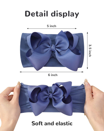 doboi Baby Girl Headband - 12pcs Nylon Hair Accessories with Big Ribbon Bows, Soft Lightweight Headbands for Baby Girls Infant Newborn Toddler