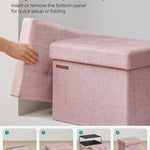 SONGMICS MAZIE Collection - Small Folding Storage Ottoman, Foot Rest Stool, 12.2 x 16.1 x 12.2 Inches, 286 lb Load Capacity, for Living Room, Bedroom, Home Office, Dorm, Jelly Pink ULSF102R01