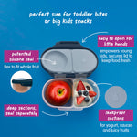 b.box Snack Box - Leakproof Mini Bento Box for Kids & Toddlers, 2 Compartment Snack Containers for Kids, Lunch Containers, Dishwasher Safe, BPA Free, PFAS Free, Ages 4m+, 1 3/4 Cup - Midnight