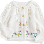 Simplee kids Baby Girl Thin Sweater Solid White Pink Cardigans for Toddler 0-3Years