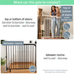 Ingenuity The Stairway+ 46W Series, 32"-48" Wide, 32.5" Tall, Baby Gate for Stairs, Dog Gate Indoor with Door for Banister to Banister Installation - White Metal