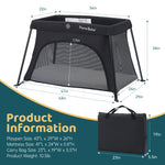 Pamo Babe Travel Crib - Lightweight Baby Playard with Zip Door, Carry Bag for Airplane - Easy to Carry