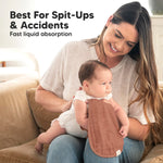 5-Pack Muslin Burp Cloths Baby Boy, Girl - Very Absorbent Baby Burp Cloth Rags, 8-Layers Viscose Derived from Bamboo Cotton Muslin Towel, Super Soft Spit Up Rags, No Shrink Washcloths (Mauve)