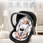 TinlyFinly Infant Car Seat Insert, Head and Body Support, Reversible Newborn Insert Compatible with Baby Carseat, Stroller, Mamaroo Swing, Rocker, Bouncer. Baby Car Seat Cushion - Blue Leaf