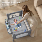 TinyGlow 4 in 1 Baby Bassinet, Pack and Play, Bedside Crib Sleeper, Diaper Changer, Quickly Assembled and Folded Portable Crib with Mattress and Mosquito Net, Easy to Carry