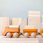 PlanToys® Cargo Train Wooden Montessori Vehicle Toy | Early Movement, Imagination and Practical Life Exploration | Eco Friendly Train Set with Cargo Blocks for Meaningful Play