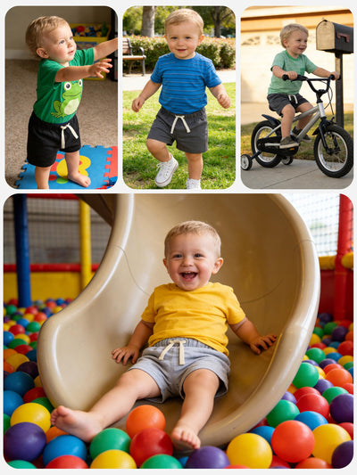 Feyoyi 4 Pack Baby Boy Shorts Cotton Pull On Baby Shorts Infant Boy Clothes Summer Casual Elastic Waist with Drawstring Black, Dark Gray, Ash Gray, Charcoal Gray Set A 12M
