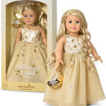 American Girl 2025 Glimmering Gold Holiday Collector Doll, with Light-Blue Eyes, Long Wavy Blonde Hair, Ages 8+