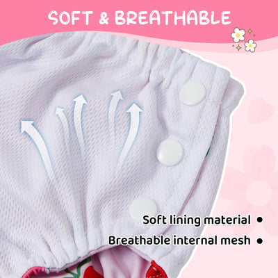 Durio Reusable Swim Diapers for Baby Toddler Newborn Washable Water Diapers for Swimming Beach Essentials A-Pink Strawberries 6-12 Months