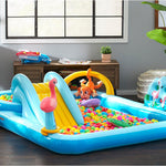 Intex 96" x 78" x 28" Inflatable Jungle Adventure Play Center Spray Kiddie Pool - Backyard Kids Water Slide, Outdoor Blow-Up Splash Pad for Toddlers