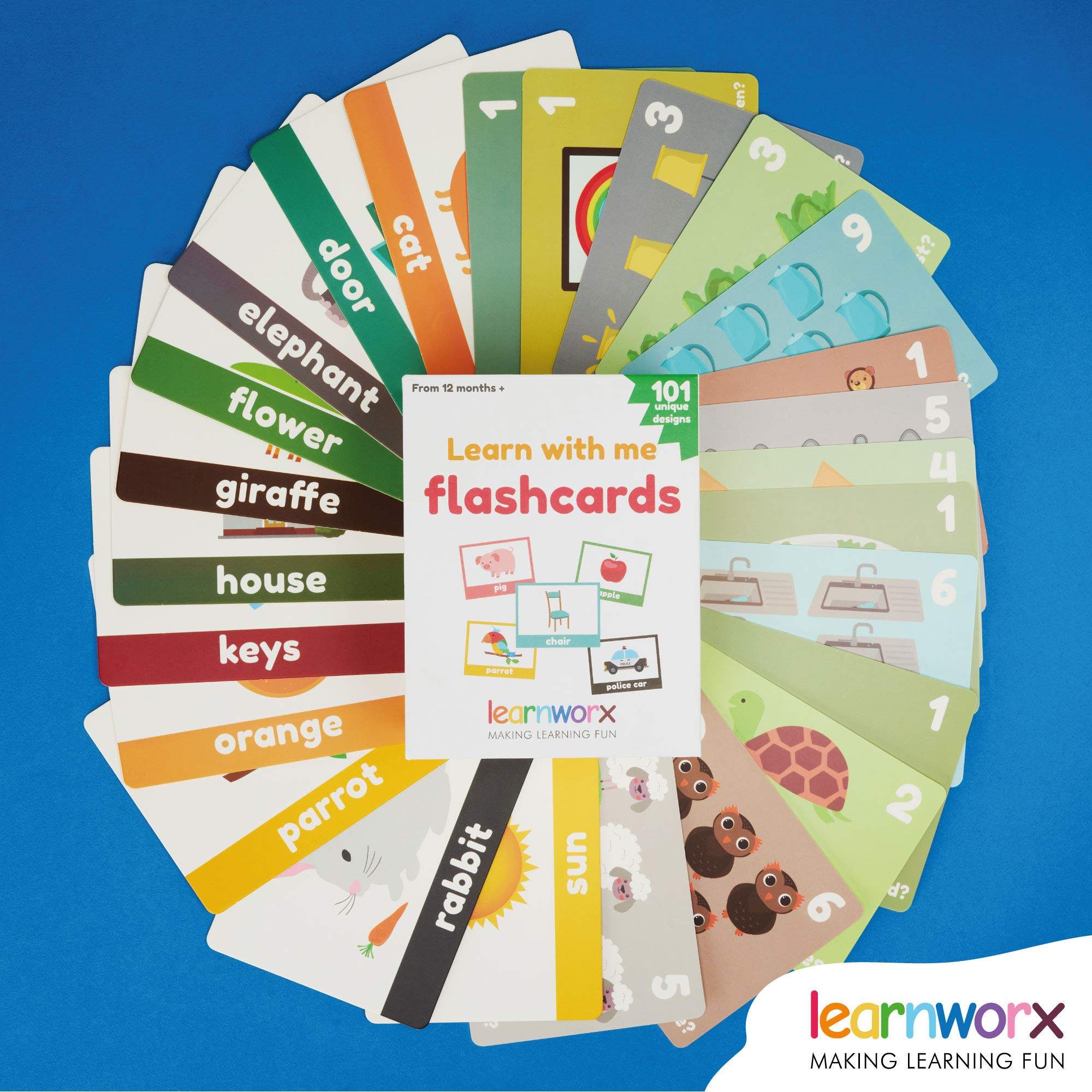 LearnWorx 101 Baby Flash Cards for Toddlers 1-3 - Educational Flash