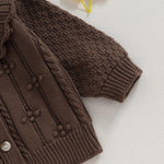 Baby Girls Knitted Cardigan Sweater Doll Collar Crochet Button Closure Cardigan Outerwear (Brown, 0-3 Months)
