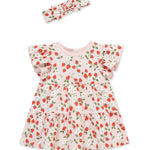 Little Me Clothes for Baby Girls' Strawberries Bodysuit Dress with Headband, ICY Pink/Bittersweet, 12 Months