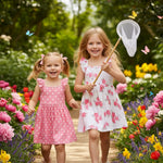 PATPAT 2 Pack Toddler Girls Ruffle Sleeve A-Line Dresses, Play-Ready Spring Summer Casual Outfit Set, Pink Rose Print, 4–5 Years