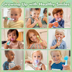 Papablic Toddler Sonic Electric Toothbrush Kids for Ages 1-3 Years, Baby Electric Toothbrush with Cute Dino Cover and Smart LED Timer, 2 Brush Heads (Max)