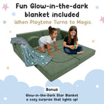 Cubby Couch 12-Piece Modular Kids Play Couch - Soft & Durable Toddler Couch with CertiPUR US Foam, Washable Covers - Playroom Furniture, Kids Sofa for Lounge, Living Room & Playroom - Green