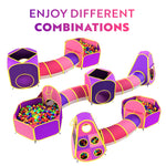 Playz 5pc Kids' Play Tents & Tunnels - Ball Pit for Toddlers, Basketball Hoop, Crawling Tubes, Pop-Up Playhouses, Baby Obstacle Course for Indoor or Outdoor Use