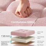 SONGMICS Mazie Collection - 30 Inches Folding Storage Ottoman Bench, Ottoman Foot Rest, End of Bed Bench, Storage Chest, Load 660 lb, for Living Room, Bedroom, Entryway, Jelly Pink ULSF047R11