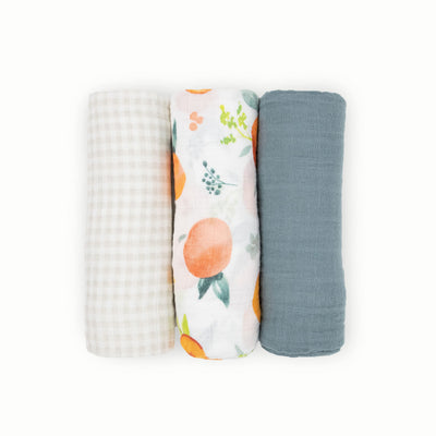 Little Unicorn Muslin Swaddle Blanket for Newborns & Infants | Soft & Breathable Fabric | Set of 3 Baby Blankets for Swaddling, Nursing, Shower Gifts (Georgia Peach)