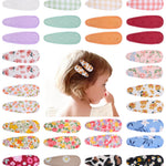 doboi 40 Pcs Floral Print Snap Hairpins, Hair Bows Clips, and Barrettes for Girls - Non-Slip Wrapped Flower Clips Hair Accessories