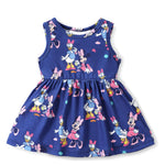 Disney Minnie Mouse Baby Girl Dress Daisy Duck Pattern Casual Sundress Sleeveless Summer Outfit School Holiday Clothes Deep Blue 6-9 Months