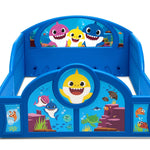 Baby Shark Plastic Sleep and Play Plastic Toddler Bed with Attached Guardrails by Delta Children, Blue