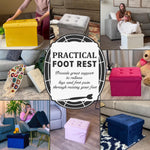 LINMAGCO Storage Ottoman Folding Foot Stool Velvet Foot Rest with Padded Modern Ottoman with Storage for Living Room Puppy Step Stool 17x13x13in(ROSEO)