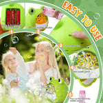 Getatoy Frog Bubble Machine Toys for Kids 3-8 Years Old: Bubble Blower Maker with 2 Solutions, Outdoor Party Toy, Birthday Gift for 3 4 5 6 7 8 Year Old Girls Boys