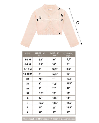 Lilax Baby Girls' Knit Long Sleeve Button Closure Bolero Cardigan Shrug (3-6 Months, Peach)
