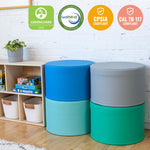 ECR4Kids SoftZone Foam Ottoman Set, Round, Flexible Seating, Contemporary, 4-Piece
