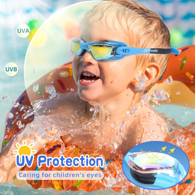 Freela 2 Pack Kids Swim Goggles for 3-14, Toddler Boys Girls Swimming Goggles Anti Fog UV Protection No Leaking