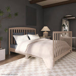 Dream On Me Odelle 5-in-1 Convertible Full-Size Baby Crib in Almond Butter, GreenGuard Gold & BSA Converts to Toddler, Day & Full-Size Bed, Sustainable Pinewood, 3 Mattress Heights