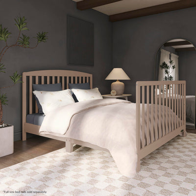 Dream On Me Odelle 5-in-1 Convertible Full-Size Baby Crib in Almond Butter, GreenGuard Gold & BSA Converts to Toddler, Day & Full-Size Bed, Sustainable Pinewood, 3 Mattress Heights