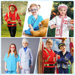 DISHIO Dress Up Clothes for Kids Pretend Role Play Costumes Trunk Toddlers Dress Up Costumes with Fireman Police Doctor Chef Kids Costume Dress Up Costumes for Boys Girls Birthday Party Age 3 to 6