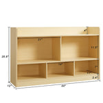 Kids Toy Storage Organizer, 5-Section Bookshelf for Organizing Books Toys, Wooden Storage Cabinet Daycare Furniture for School, Classroom Playroom, Nursery, Kindergarten (Natural)