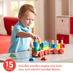 Melissa & Doug Stacking Train - Classic Wooden Toddler Toy (18 pcs)