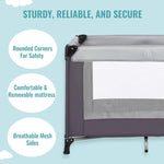 Dream On Me Nest Portable Playard in Grey with Carrybag an Shoulder Strap, Lightweight, Packable and Easy Setup Baby Playard, Breathable Mesh Sides and Soft Fabric - Comes with a Removable Padded Mat