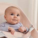 BabyBjörn Bouncer Balance Soft, Light Grey Frame, Mesh, Pearly Pink/White, 2-in-1 Adjustable Baby Bouncer Seat and Toddler Chair, Newborn to Toddler (8-29 lbs), 4 Positions, Lightweight & Portable