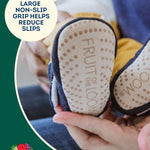 Fruit of the Loom Cozy Thermal Wrap Booties with Non-Slip Grips for Baby & Toddler Girls, Boys, Unisex - Navy Jersey (12-18 Months)