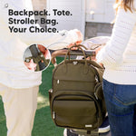 KeaBabies Diaper Bag Backpack - Multifunctional Travel Diaper Back Packs, Maternity Baby Changing Bags, Compact 18L Capacity, PU Leather, Waterproof, Unisex, Nappy Changing Pad (Dark Olive)
