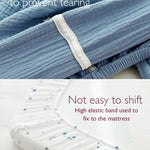 Momcozy Muslin Standard Fitted Crib Sheets, 52"x28", 2 Pack Soft Breathable Natural Cotton Baby Mattress Sheet, 360° Mattress Wrapping No Slip Boys Girls Neutral Toddler Bed Sheet, Blue Star Moon