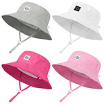 Poroka 4 Pack Baby Sun Hat Smile Face Hat Toddler Kids Adjustable Bucket Hat Wide Brim Beach Hats for Girls Boys