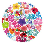 60PCS Hibiscus Waterproof Stickers for Water Bottles Laptop Journal, Floral Decals for Girls Adults Beautiful Plants Waterproof Vinyl Decals for Kids Teens Adults (Colourful-1)