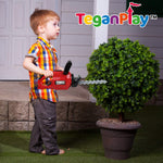 TeganPlay Power Garden Tools Set for Kids Battery Operated Toy Leaf Blower, Hedge Trimmer and Chainsaw Pretend Play for Boys Girls