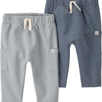 Little Planet by Carter's Neutral 2-Pack Pants Made with Organic Cotton, Coastal Blue, Galaxy Grey, 6M