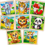 Wooden Animals Puzzles for Toddlers 2-4, 8 Pack 9 PCS Jigsaw Puzzles for Kids 2-4, Wooden Puzzles for Toddlers 3-5, Animal Puzzles for Kids 3-5, Preschool Puzzles Learning Educational Sets Toys